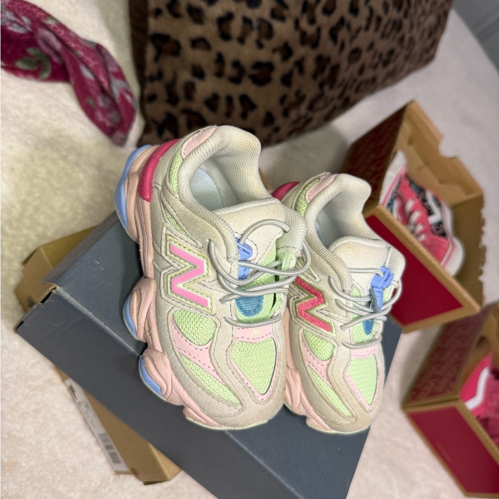 Toddler New Balance Kids Sneakers in Pink, Green, and Cream